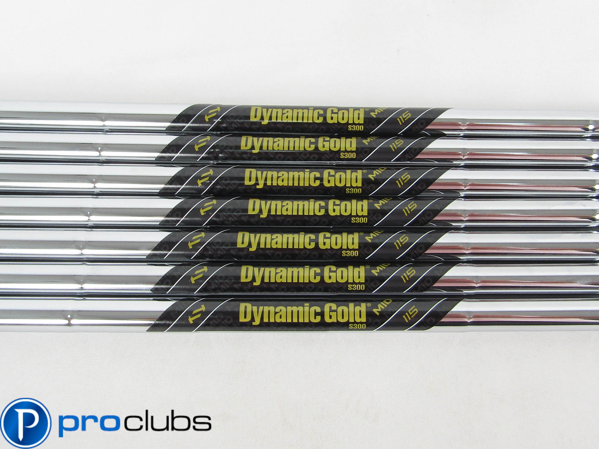 7pc NEW DYNAMIC GOLD MID 115 S300 STIFF FLEX STEEL IRON SHAFTS